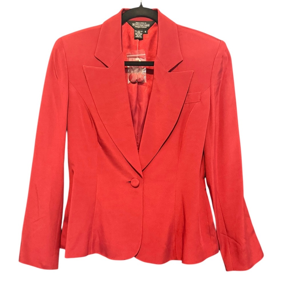 NWOT Vintage 90s J. Peterman 100% Silk Blazer Jacket Red 6 Quiet Luxury Office
